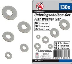 Assortiment de 130 rondelles plates en acier galvanisé