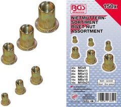 Assortiment de 150 inserts en acier zingués bichromaté de M3 à M10