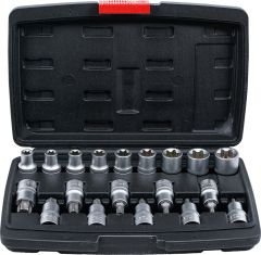 Jeu 19 embouts / douilles 12,5 mm (1/2") profil T / E