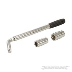 Clé à cliquet 1/2" extensible pour roue + 2 douilles