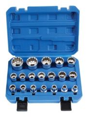Coffret 19 douilles douze pas en forme d'engrenage